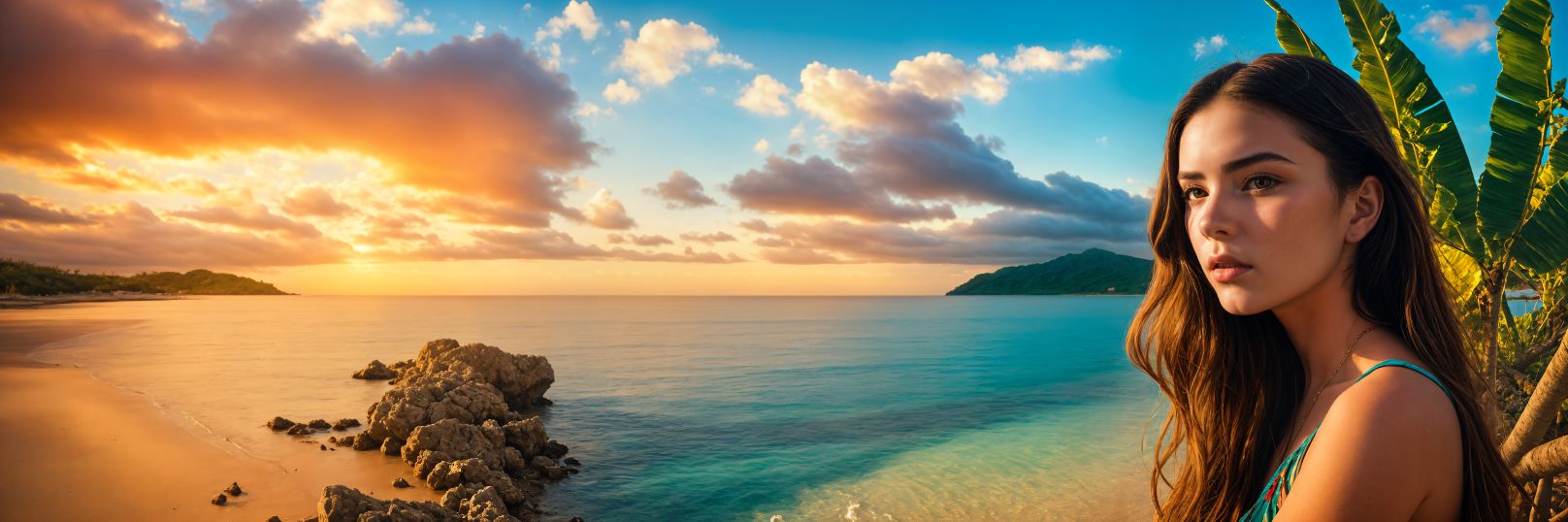 Woman in sunhat looking at lagoon — lifestyle travel scene — 10