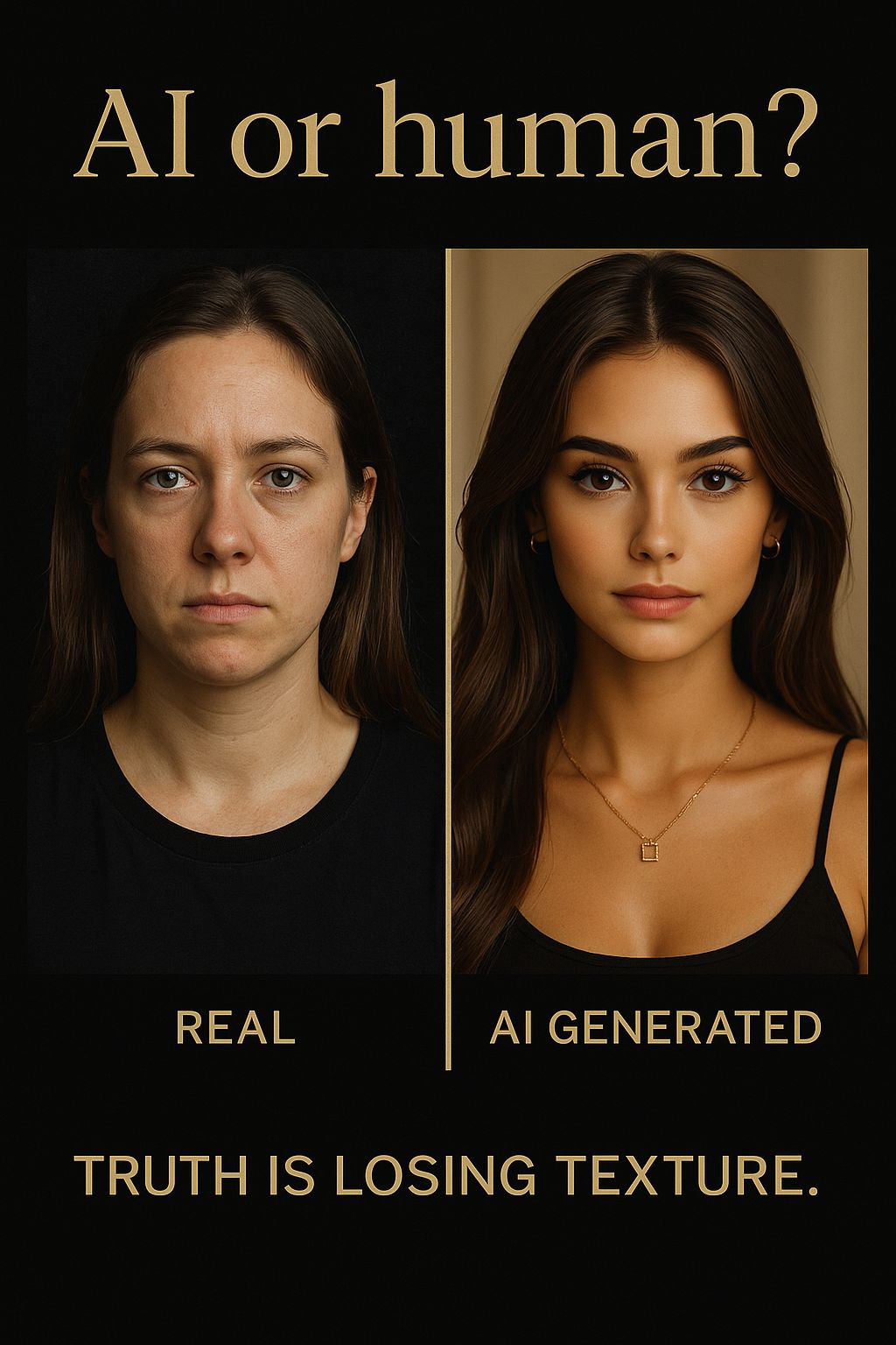 Side-by-side portraits comparing real and AI-generated faces.