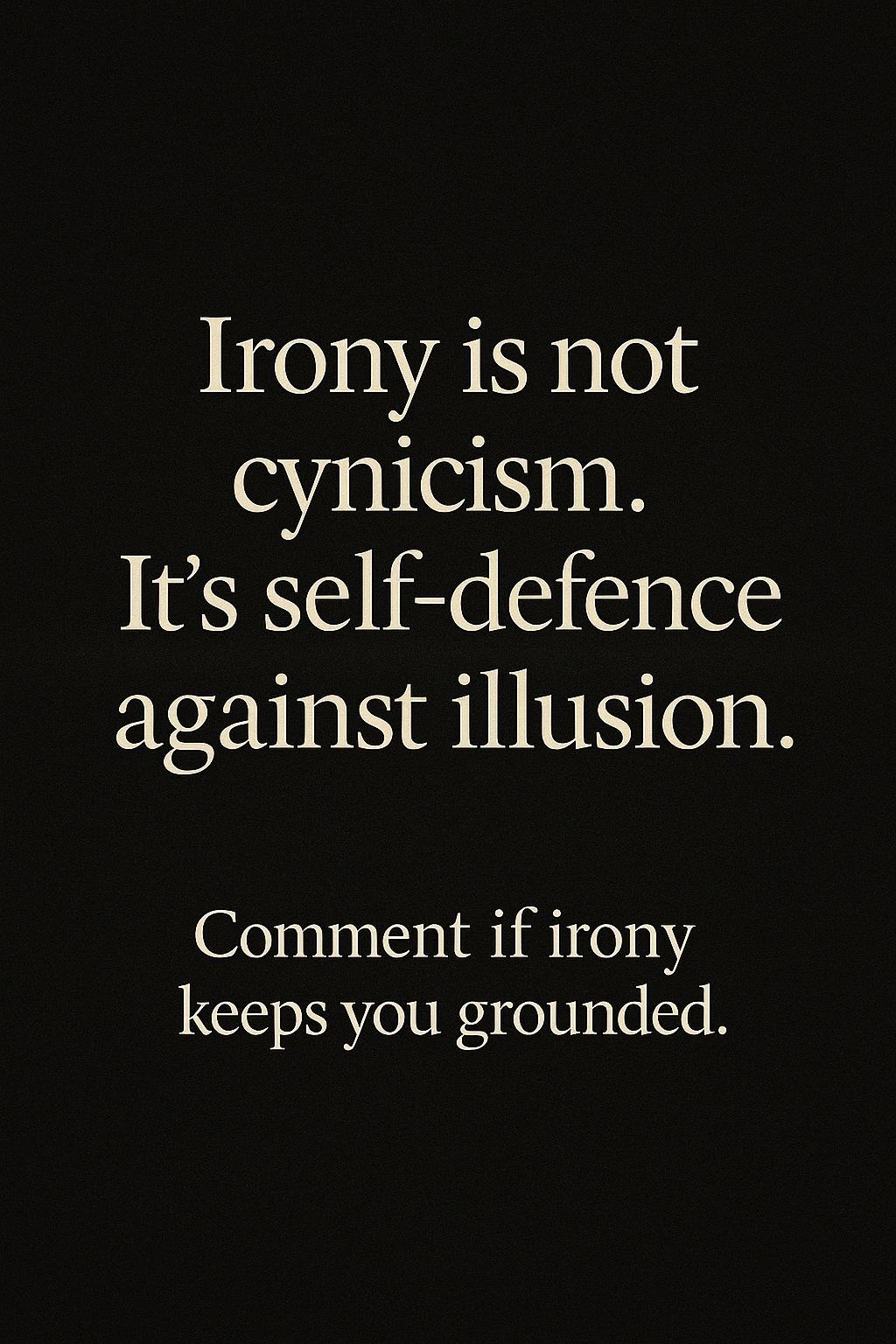 Minimal poster with serif text on black background.